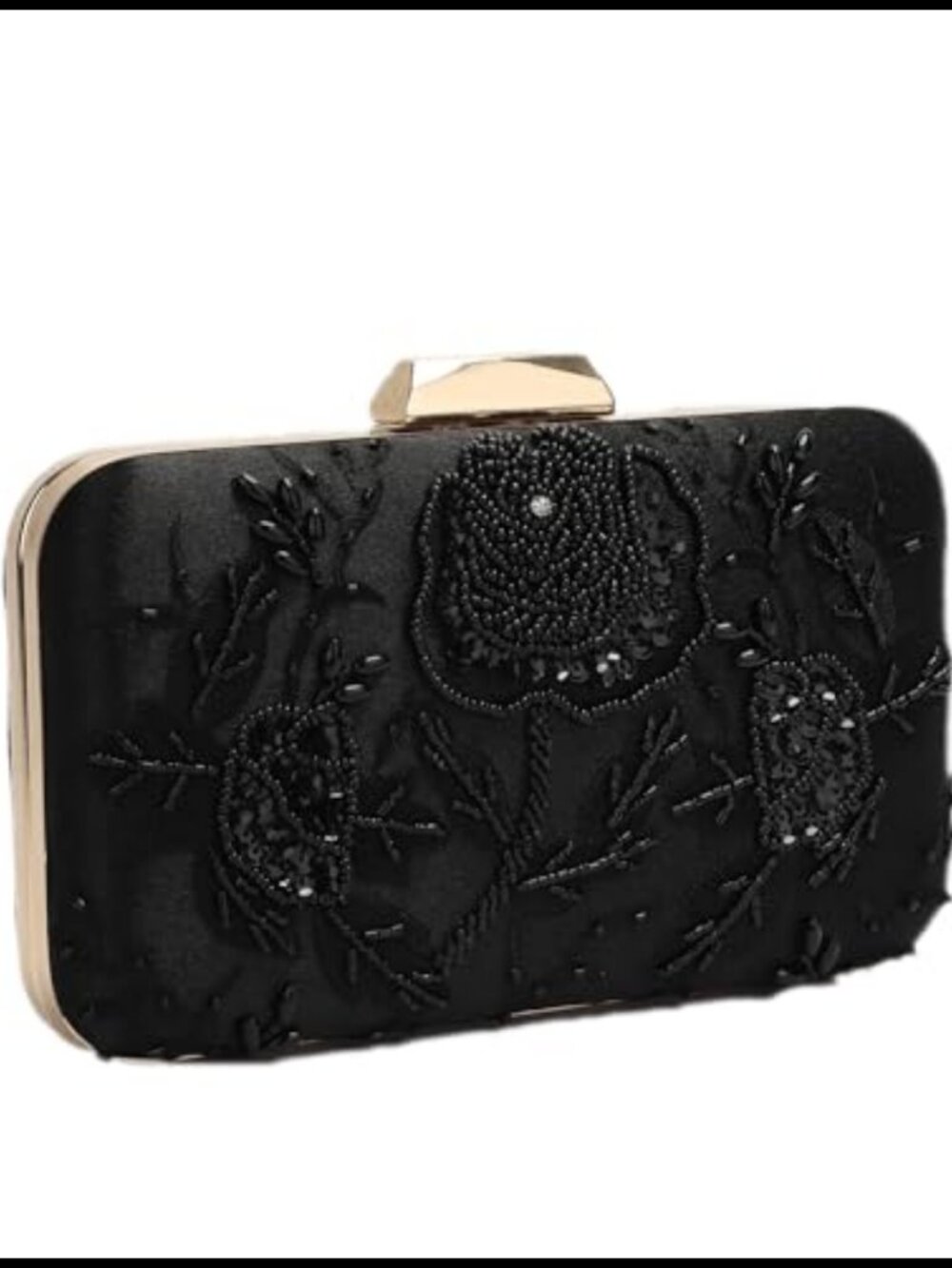 Beaded Sequin Embroidered Floral Clutch Evening Bag Wristlet with Chain